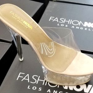 Fashion Nova Platform Stiletto Pleaser Dancer Shoes Lucite Translucent Fetish